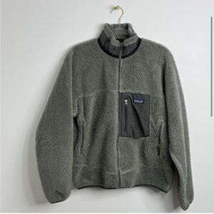 Patagonia Mens Sz M Retro-X Jacket Coat Deep Pile Fleece Full Zip Green